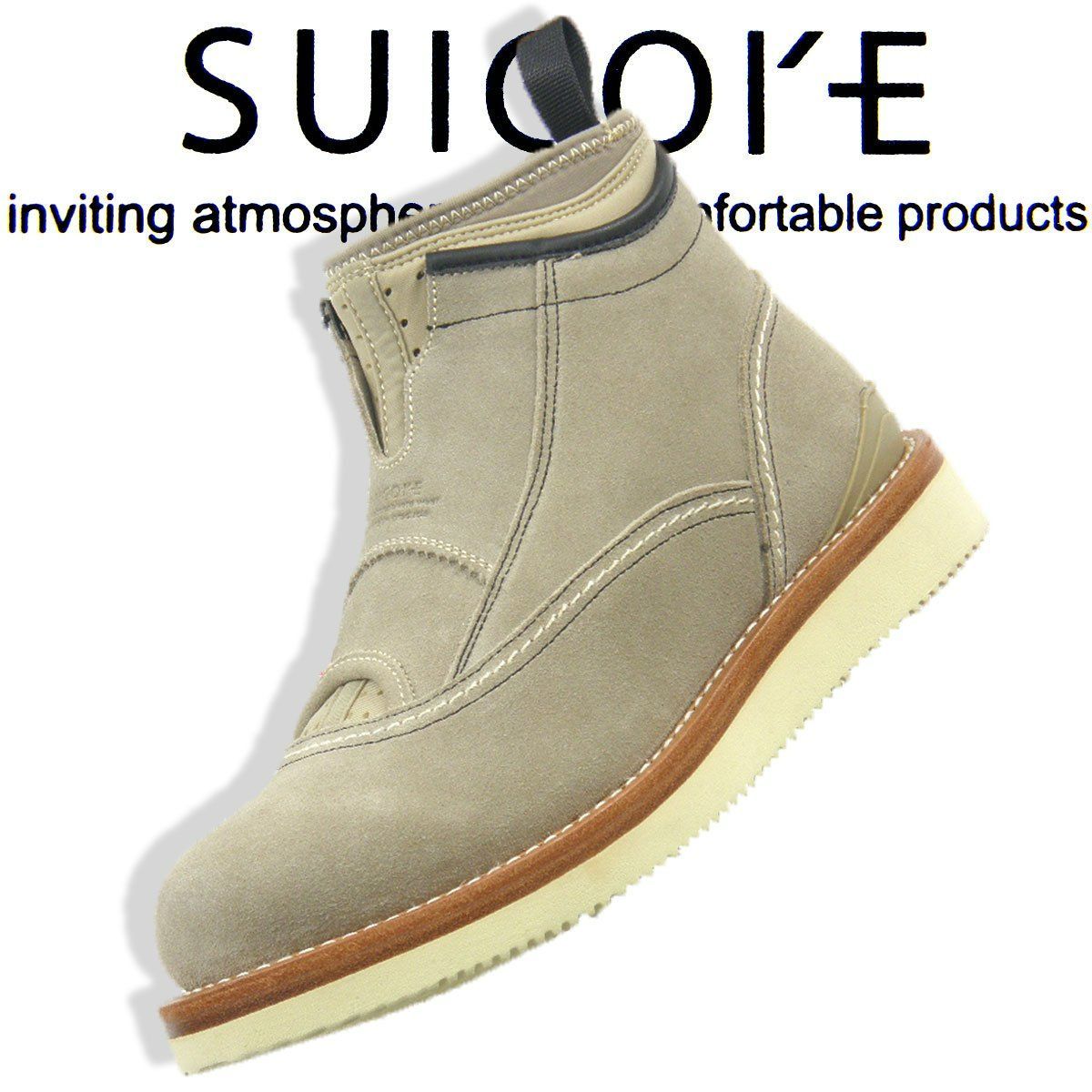 【新品】 SUICOKE / スイコック撥水 カウレザー ショートブーツ スニーカーブーツ はっ水 スエードレザー 撥水加工 雨 梅雨 ベージュ 牛革 レインブーツ レインシューズ