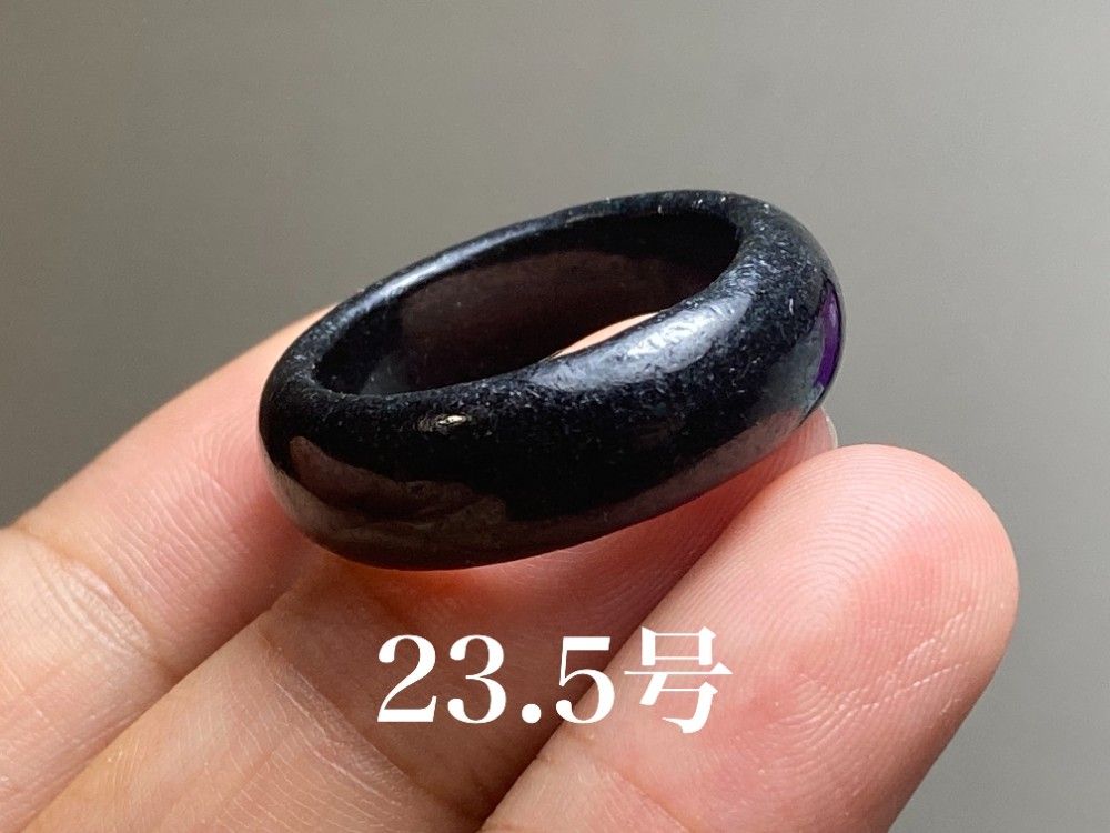 L12-60 一点物 黒翡翠 23.5号 ミャンマー産天然 A貨 本翡翠