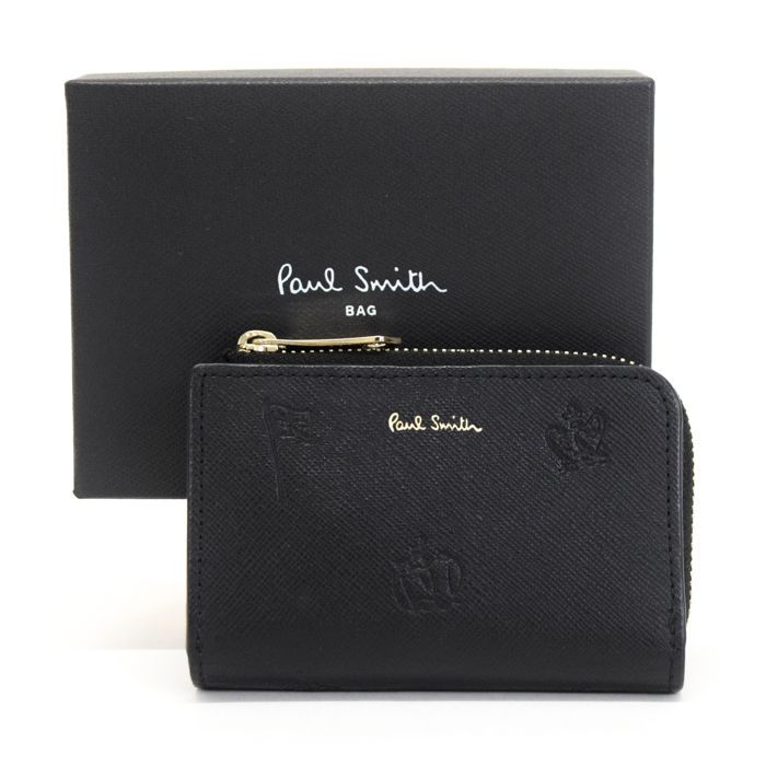 【極美品】ポールスミス　レザー　コインケース　キーケース　財布　黒　ラビット Paul Smith 【名入れ】[新作] ポールスミス キーケース 小銭入れ