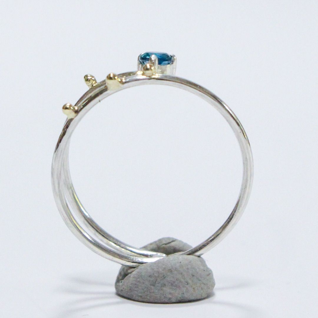 鮮やか美しいロンドンブルートパーズのK10粒々3way細身デザイン