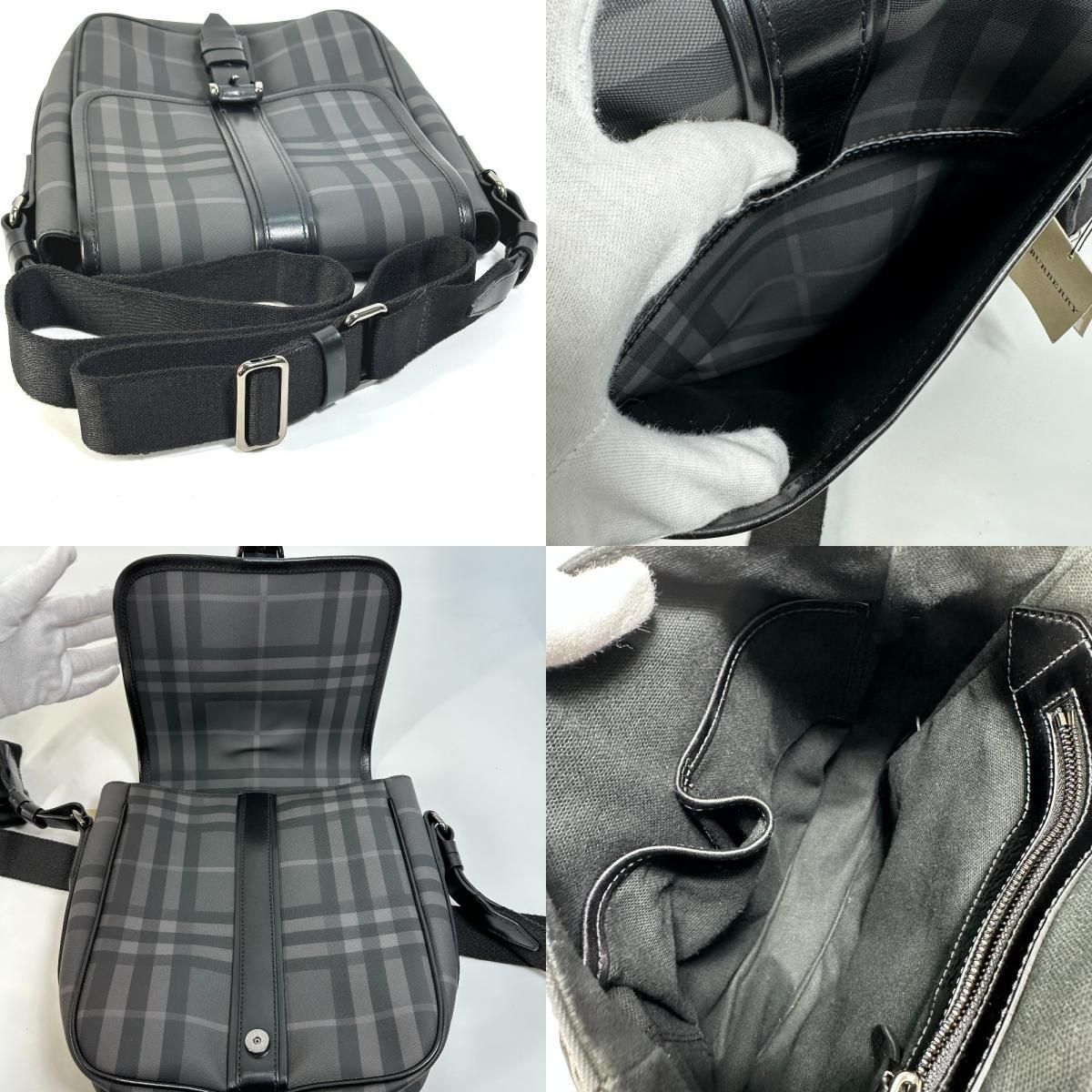 希少✨バーバリー ショルダーバッグ メッセンジャー 斜め掛け 2室 PVCレザー BURBERRY バーバリー ショルダーバッグ メッセンジャー PVC