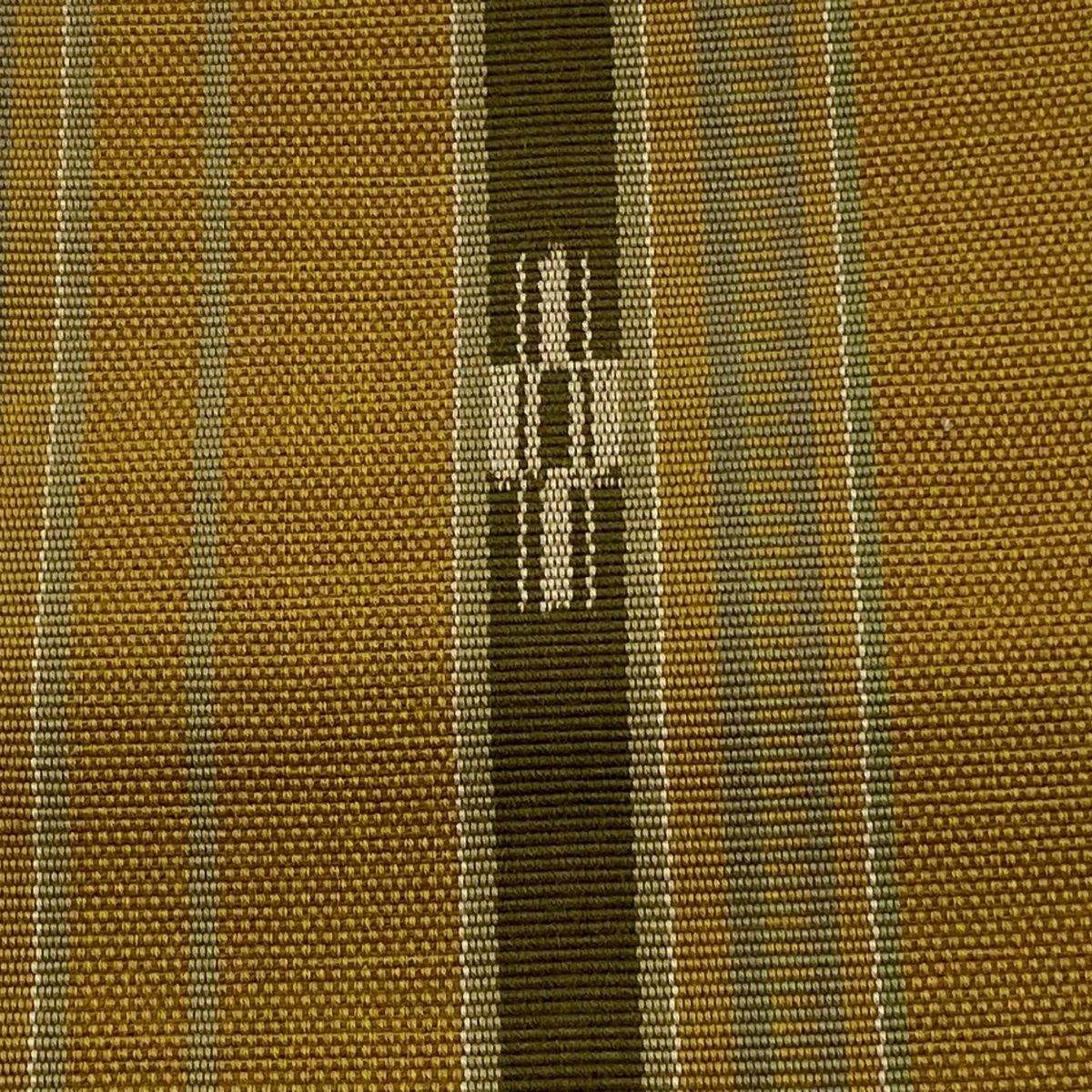 半幅帯 八重山みんさー 証紙 縞 幾何学模様 黄土色 綿