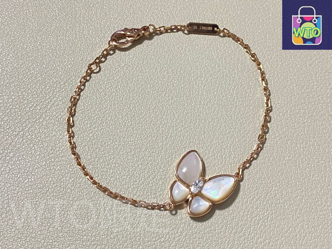 Van Cleef & Arpels スウィートバタフライブレスレット Sweet Butterflies bracelet 18K yellow gold, Mother-of-pearl