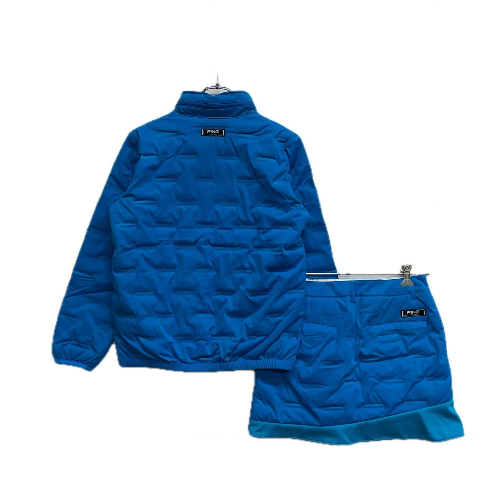 レディース ピン PING セットアップ M 水色 中綿 軽量 ストレッチ 2WAYブルゾン×スカート フード収納可