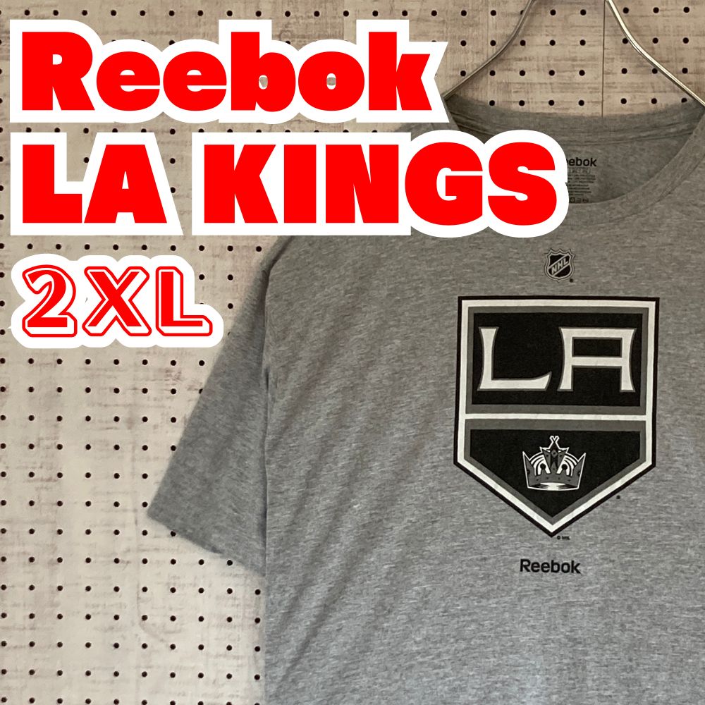 【ビッグサイズ】Reebok　LA KINGS　ロサンゼルスキングス　アイスホッケー　NHL　Tシャツ　2XL　グレイ　USA輸入品　古着　 MTTS2308-36