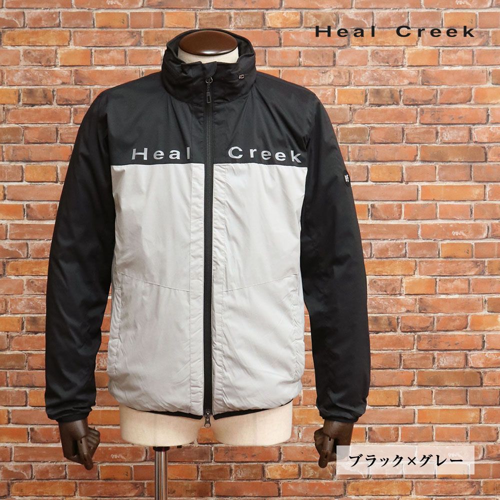 秋冬/Heal Creek/52(LL)サイズ/ブルゾン 001-59010  アウター ジャケット 撥水 防風 保温 軽量 ゴルフウェア メンズ 紳士 ヒールクリーク 新品/ブラック×グレー/mc122/