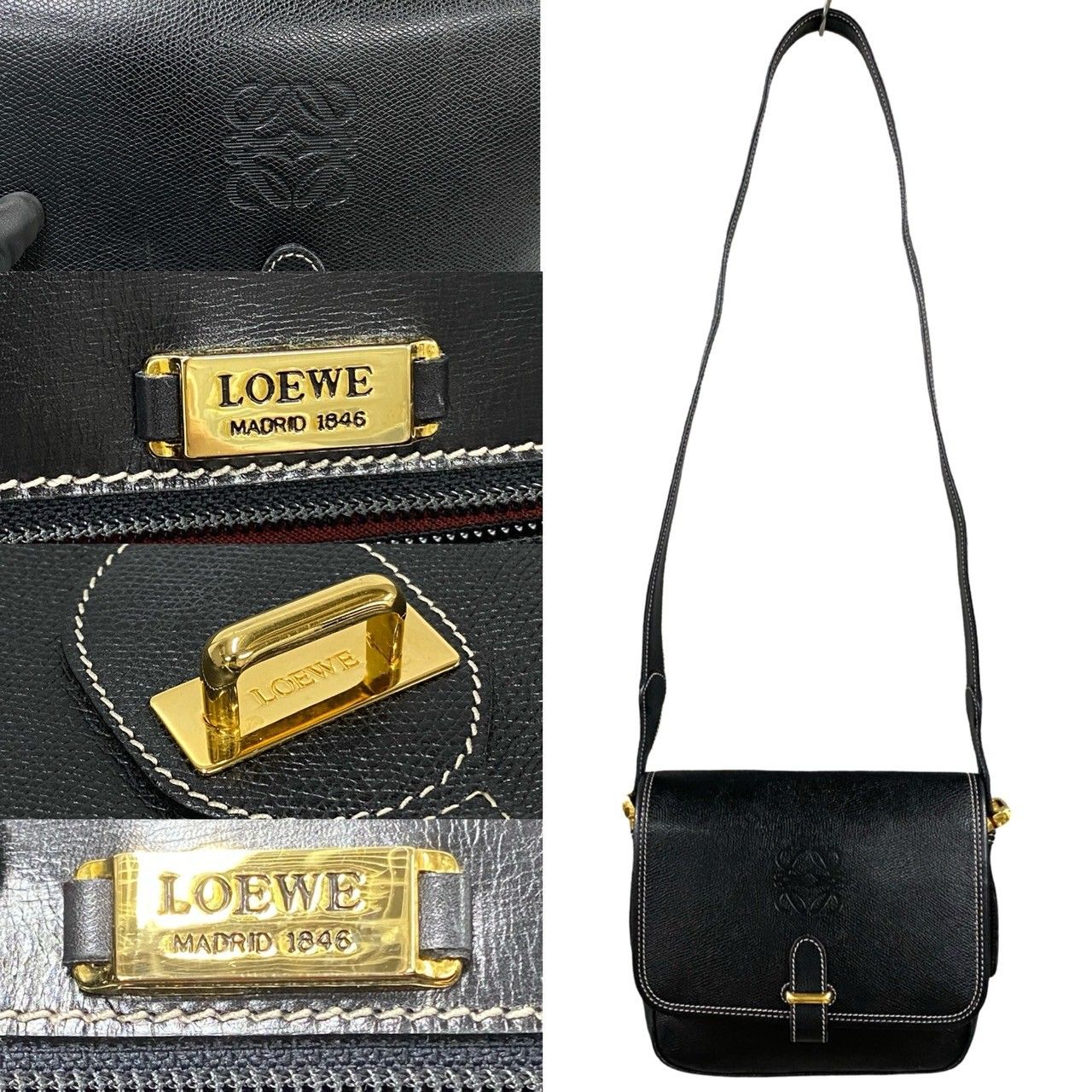 極 美品 希少品 LOEWE ロエベ ヴィンテージ アナグラム ロゴ 刻印 