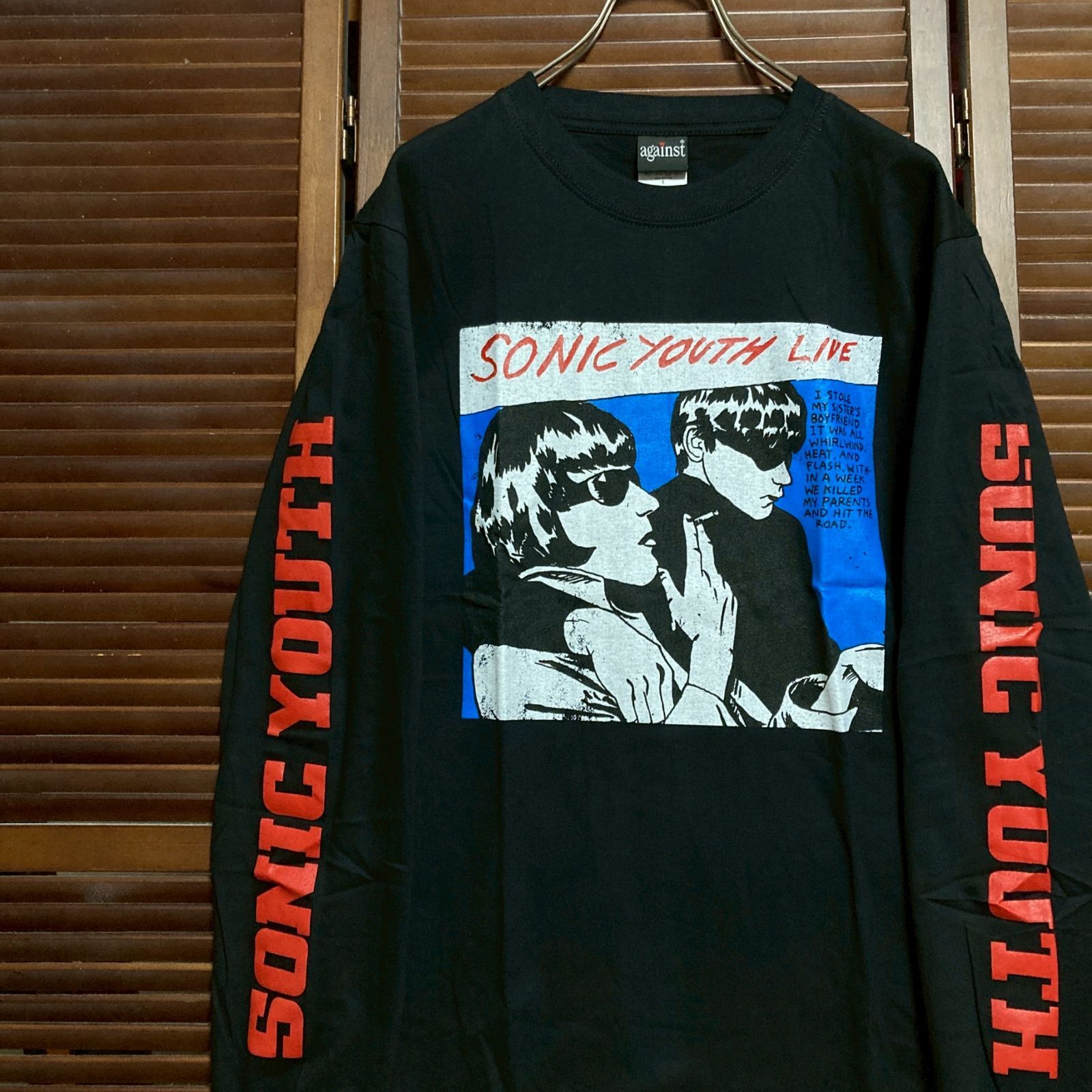 ソニックユース 希少 ロング バンド Tシャツ ブラック XL 古着 ⭐︎ ソニックユース Sonic Youth ライブ LIVE 黒 バンド T