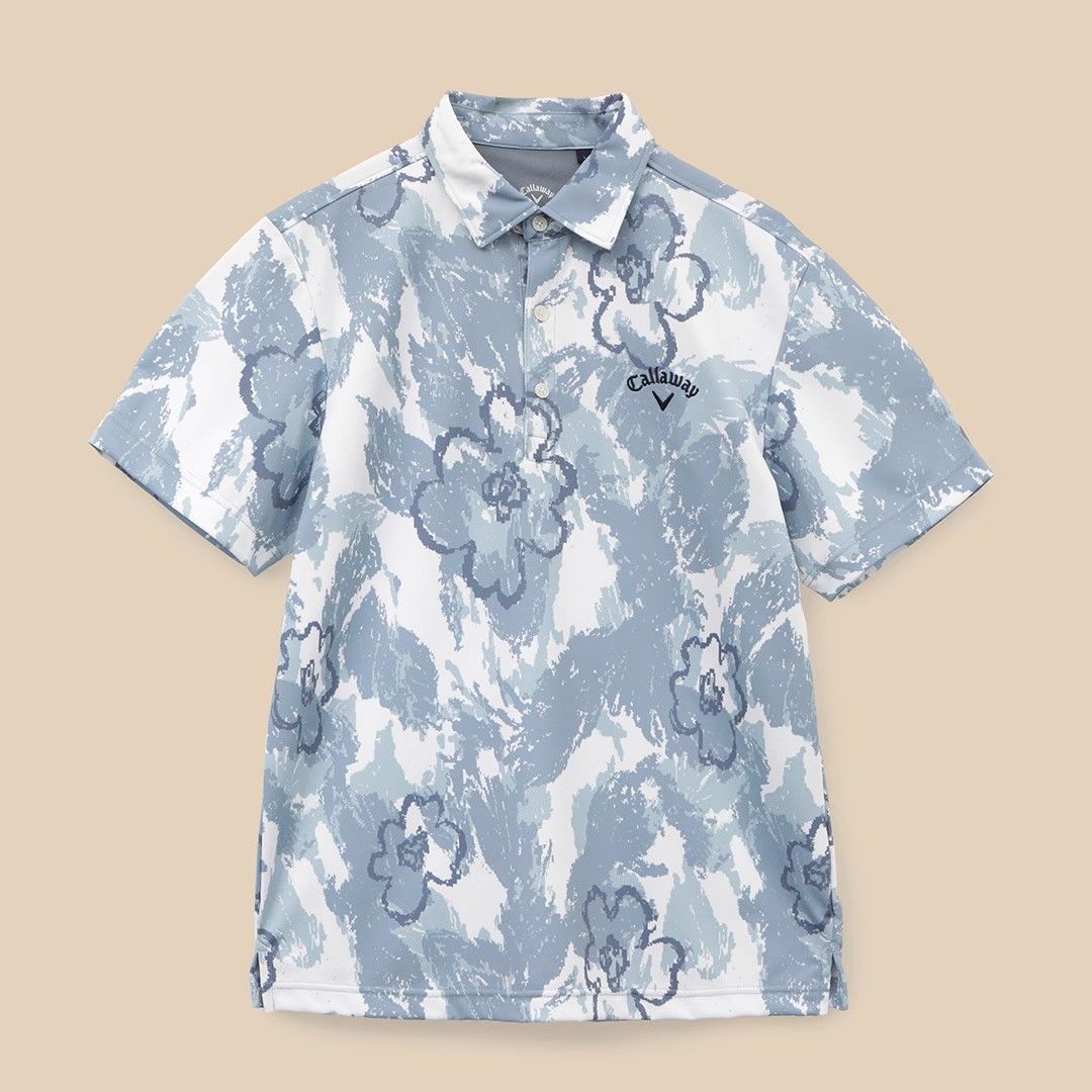 Callaway ゴルフメンズ スポーツウェア ポロシャツ プリント 通気性 快適 スポーツ 半袖Tシャツ 灰