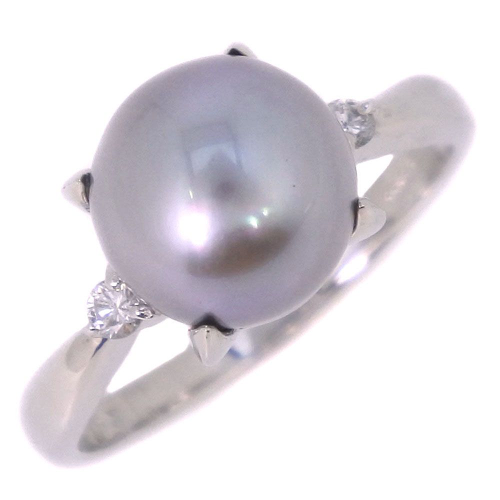 ジュエリー ブラックパール 真珠 ダイヤモンド リング・指輪 プラチナ