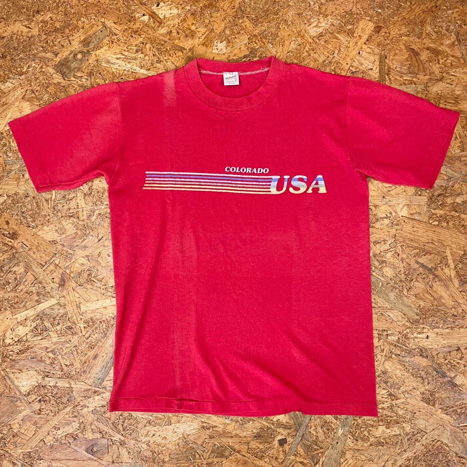 ’70s USA製 sportswear Tシャツ M レッド 旧タグ 半袖  US古着 70年代 ヴィンテージ ビンテージ vintage ユーズド USED 古着 MADE IN USA