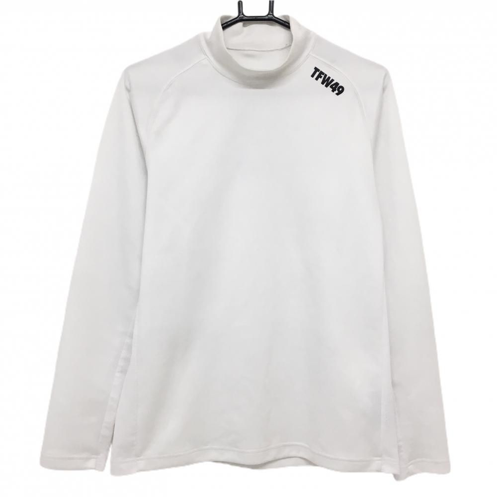 ティーエフダブリュー 長袖ハイネックシャツ 白×黒 後ロゴ 袖下