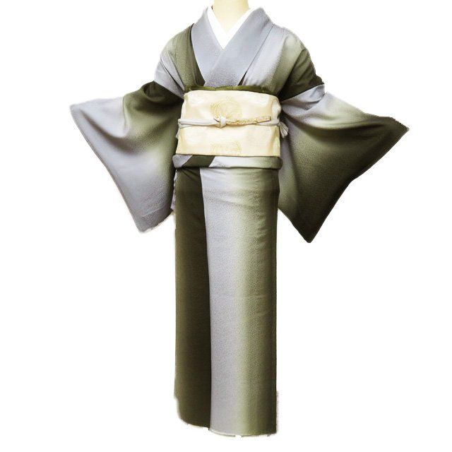 小紋 着物 中古 単衣 やまと誂製 暈し 地模様 唐草模様 S A1046