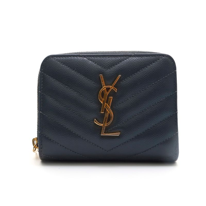 YVES SAINT LAURENT イヴ・サンローラン 二つ折り財布 ロゴ レザー