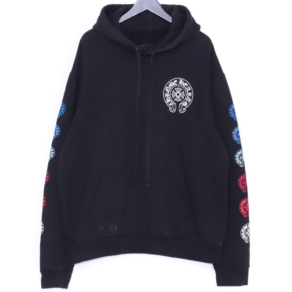 CHROME HEARTS マルチ ホースシュープリントプルオーバーパーカー Lサイズ ブラック