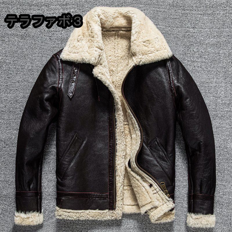 冬 フライトジャケット ムートン コート 羊革 毛皮一体 B3 シープスキン 本革 防寒服 ラムレザー 天然革 S～5XL