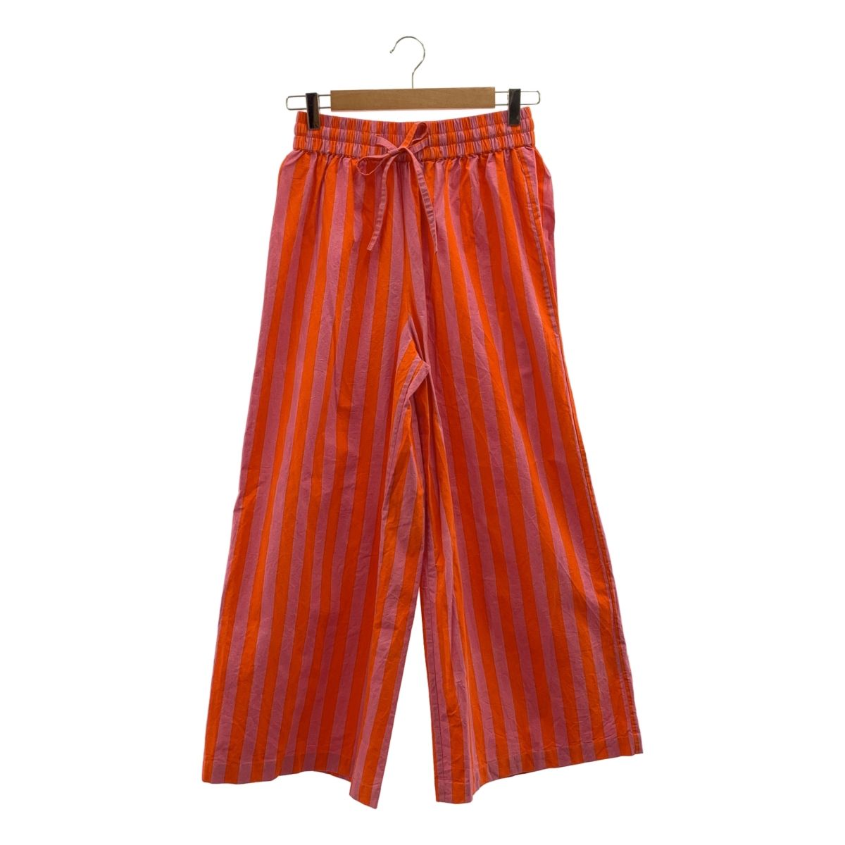 SZ Blockprints エスゼットブロックプリント ストライプ ドローストリング ウエストゴム ワイド イージーパンツ S オレンジ ピンク レディース