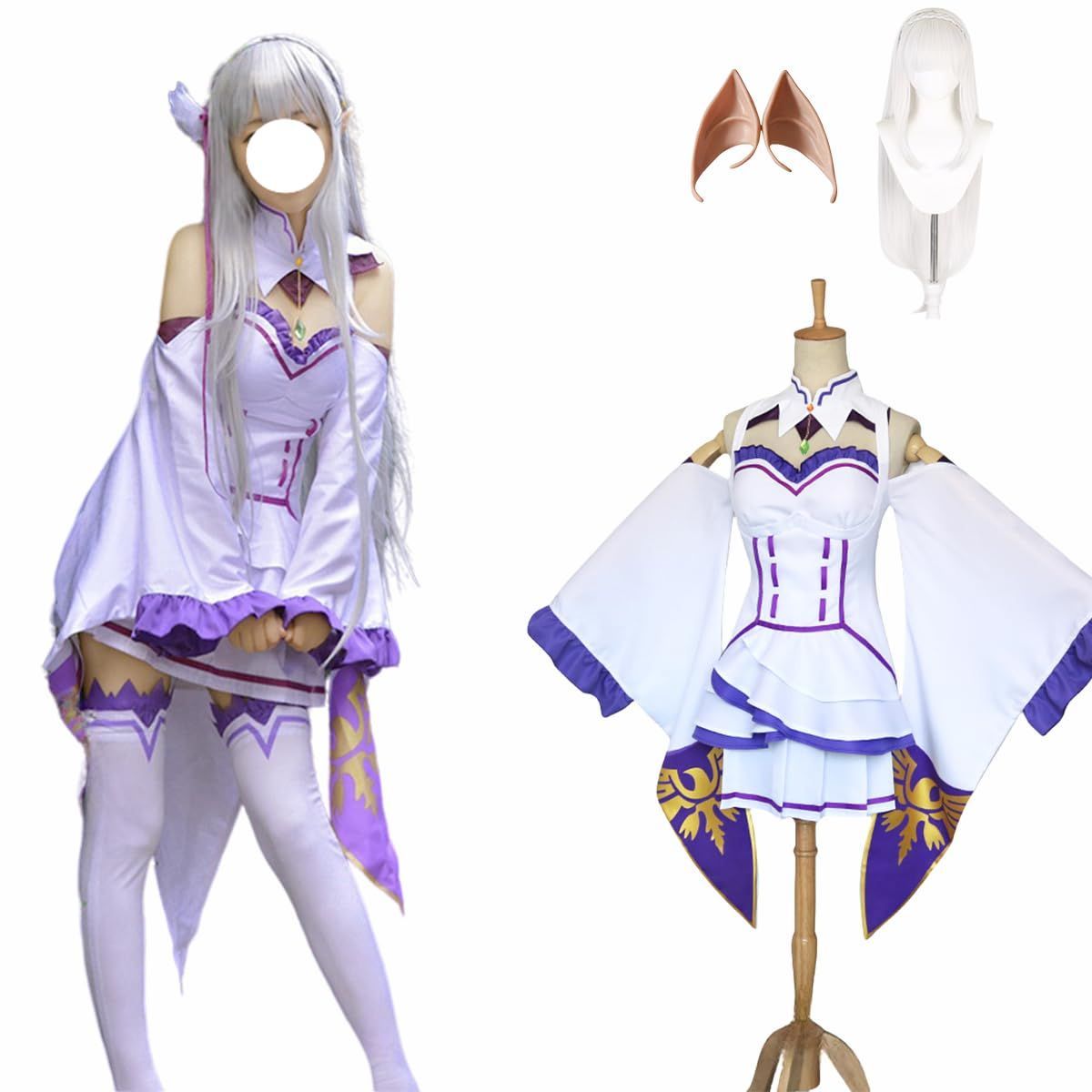 数量 ハロウィン ステージ服 クリスマス アニメ cosplay 仮装 大人用 エミリアコスプレ衣装 メイド服 コスプレ コスプレ ラム レム ウィッグ付き Re ０から始まる異世界生活 ZOMOZO