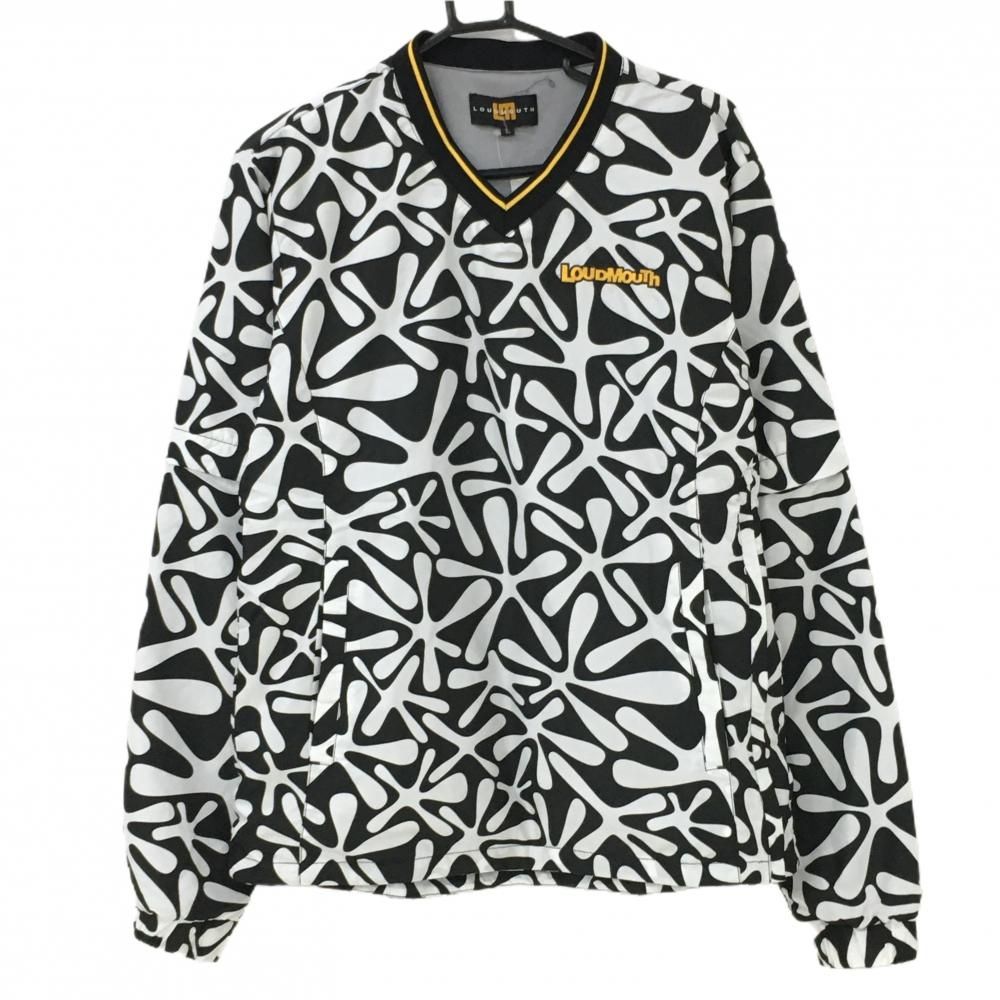 SALE価格ラウドマウス 2WAYスニード 黒×白 スプラットブラック柄 Vネック 袖着脱可 メンズ L ゴルフウェア LOUDMOUTH
