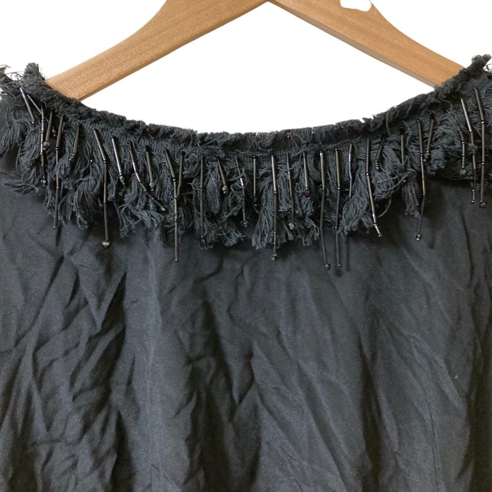 美品 Max Mara Weekend マックスマーラ ウィークエンド ストレッチ ビーズフリンジネック ブラウス XXL ブラック レディース 古着 中古 美品 Max Mara Weekend マックスマーラ ウィークエンド