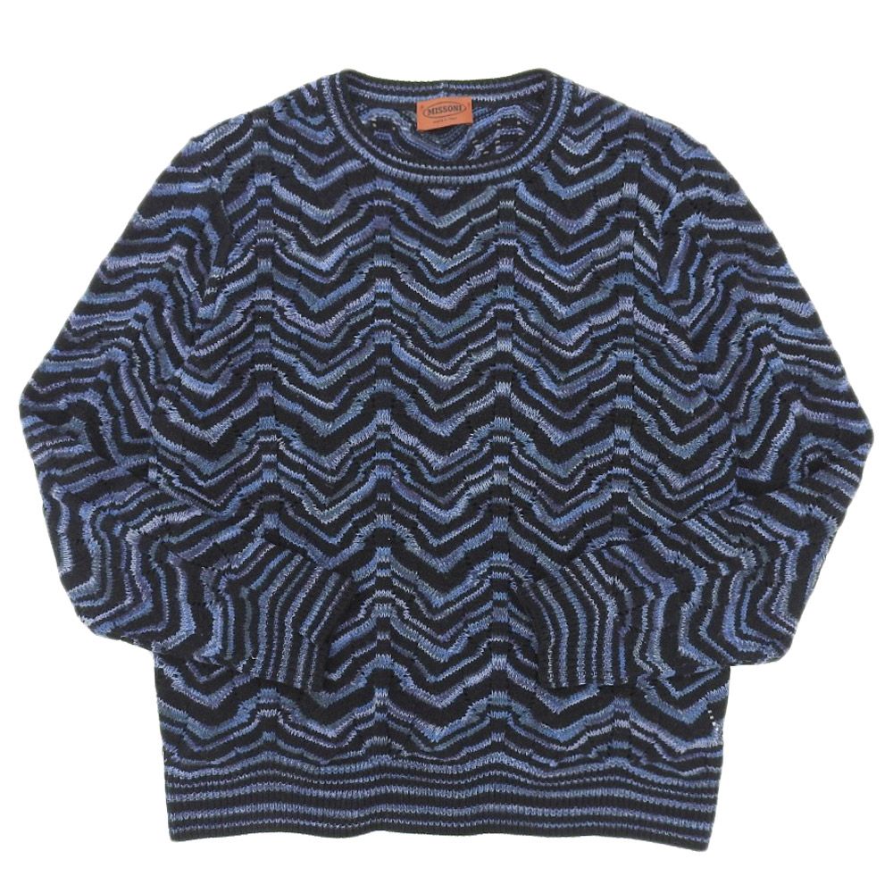 超美品 ミッソーニ MISSONI 現行タグ ジグザグ クルーネック ニット 