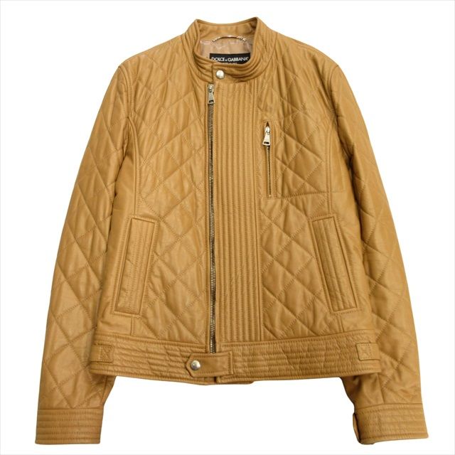 美品 ドルチェアンドガッバーナ シングルライダース キルティング ラムスキン 美品 ドルチェアンドガッバーナ シングルライダース キルティング