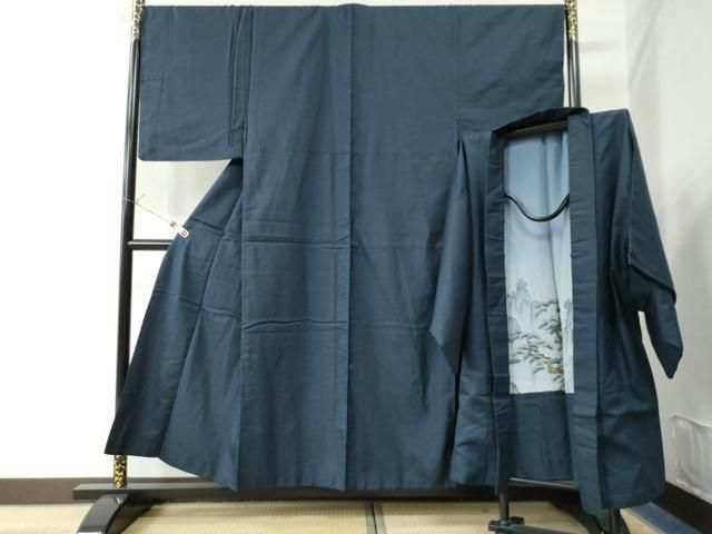 平和屋着物●男性 紬 アンサンブル 100亀甲 正絹 CAAW7741yc