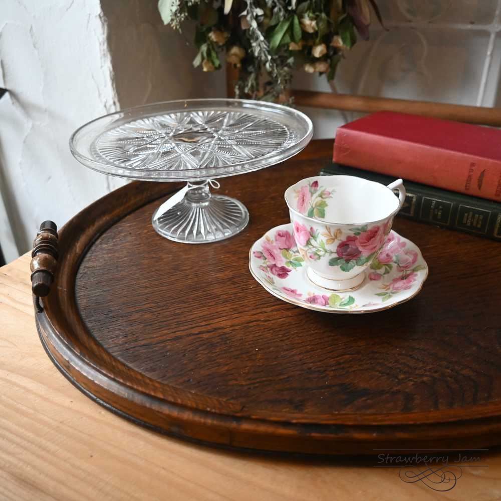 L3705-260 送料込！英国アンティーク オーク ギャラリートレイ