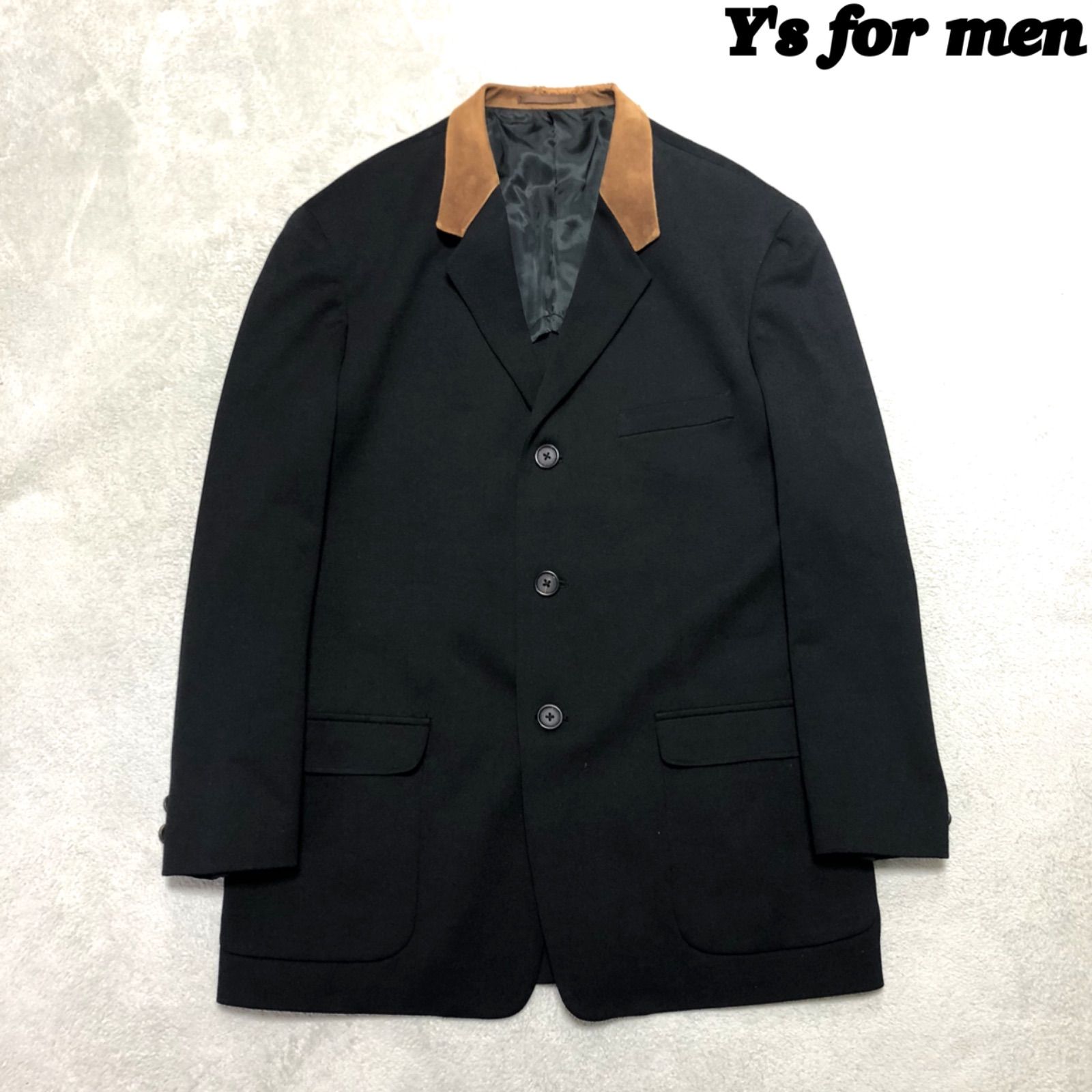 Y's for men / Yohji Yamamoto テーラードジャケット レザー 切り替え 羊革 Mサイズ ブラック 黒 ヨウジヤマモト ワイズフォーメン  - メルカリ