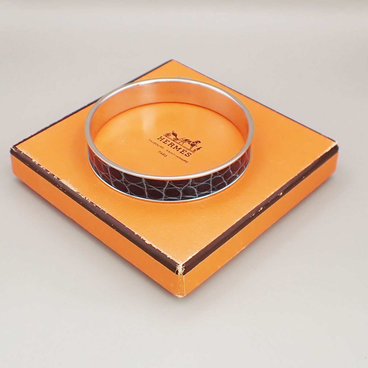 HERMES エルメス バングル ブレスレット KAWAII レザー シルバー S