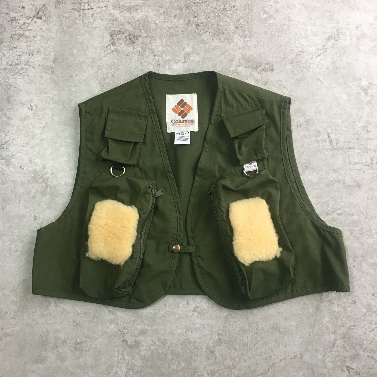 70s Columbia フィッシングベスト Lサイズ オリーブグリーン 【公式通販】
