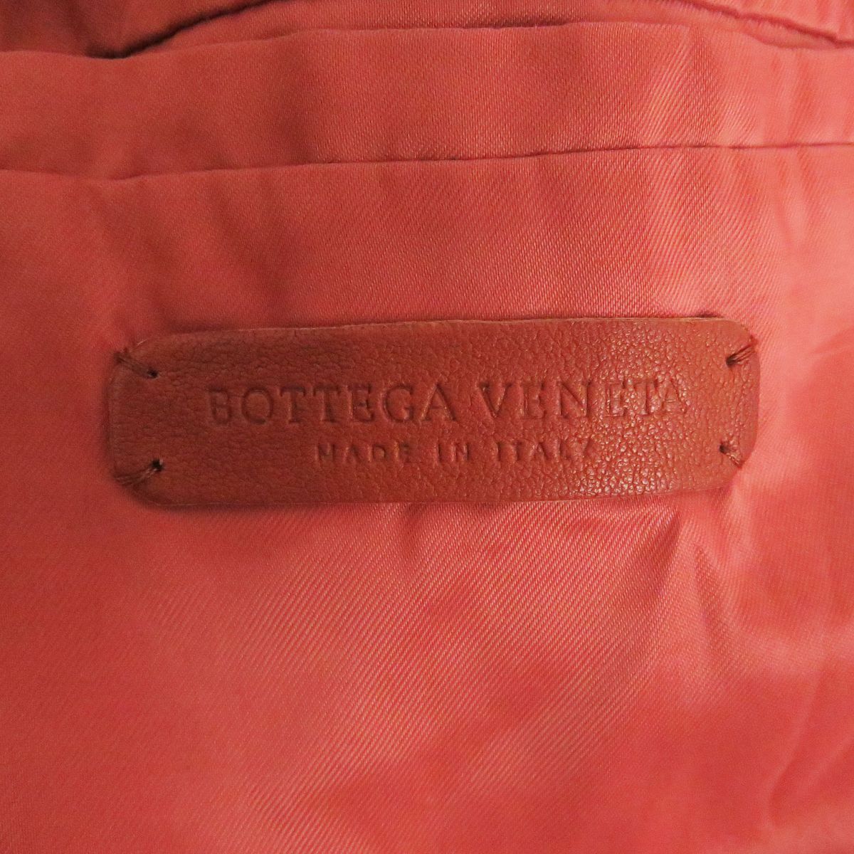良品□BOTTEGA VENETA/ボッテガヴェネタ ラムスキン イントレチャート ジップアップ レザーブルゾンジャケット ブラウン系 46 イタリア製