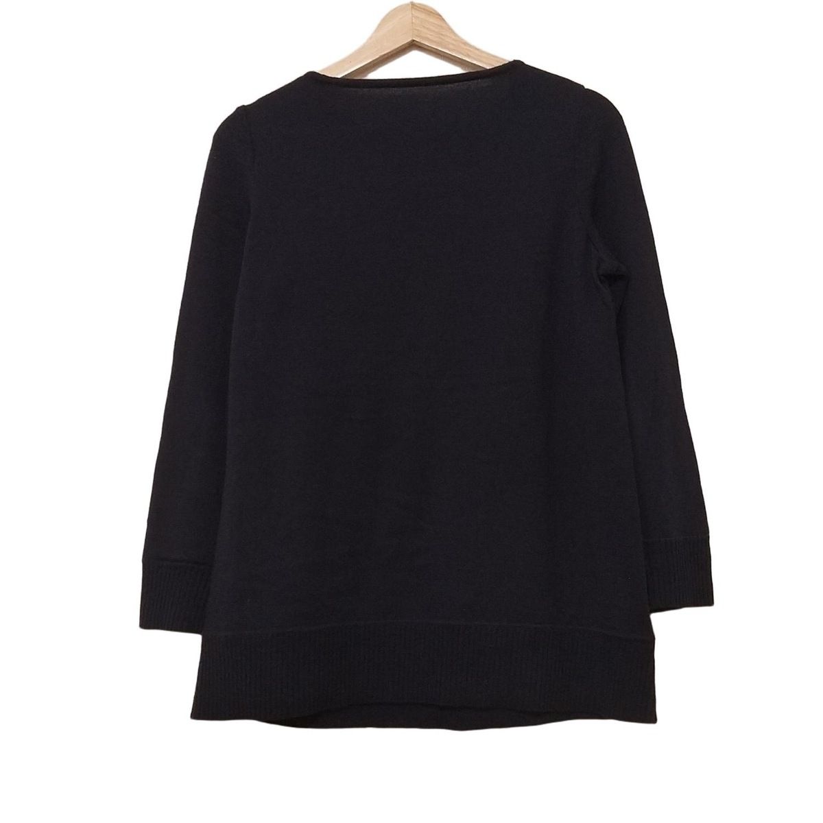 leilian - Leilian(レリアン) 長袖セーター サイズ11 M レディース美品  - ネイビー×ベージュ×マルチ クルーネック/花柄/異素材切替 Leilian(レリアン) 長袖セーター サイズ11 M レディース美品
