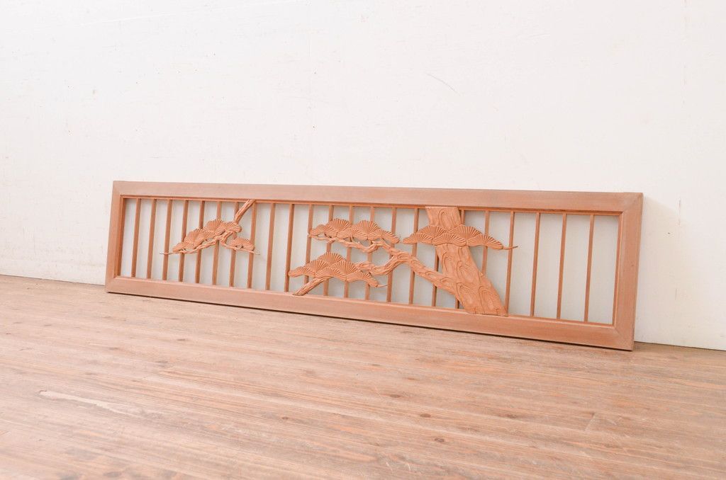 即決□彫刻欄間一対【松竹梅図】176×37cm□透かし彫り木彫らんま木製