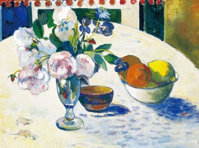 種類3：f8 額絵 ゴーギャン 青いアイリスとオレンジとレモン f8・f6