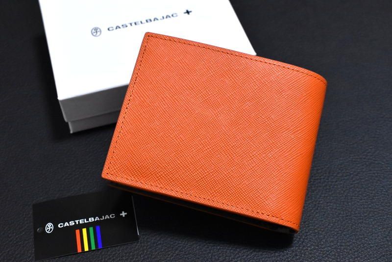 カステルバジャック 定価18700円 二つ折り財布 牛革 オレンジ ウプラ カステルバジャック 定価18700円 二つ折り財布 牛革 オレンジ