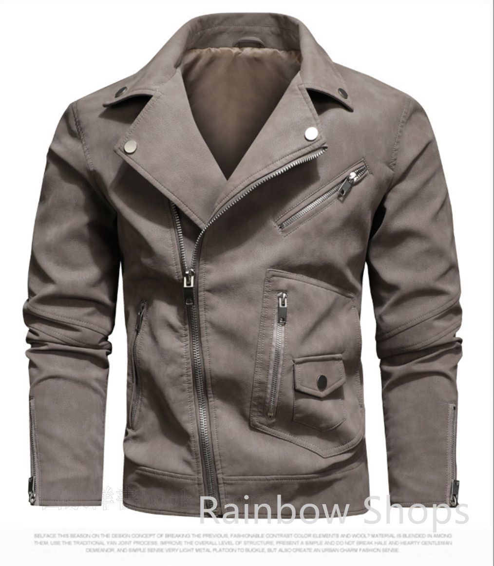 メンズカジュアルレザージャケット,春,秋のシーズン,2024 革ジャン メンズ 立て襟 裏ボア ライダース PU トップス バイク 暖かい