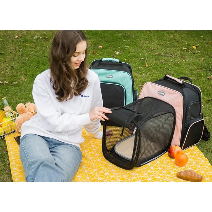 ペットバックキャリーバッグ 拡張型 リュックトラベル折りたたみバッグペットバッグ折りたたみバッグ犬 猫 小動物避難 旅行軽量おしゃれ小型犬小型犬