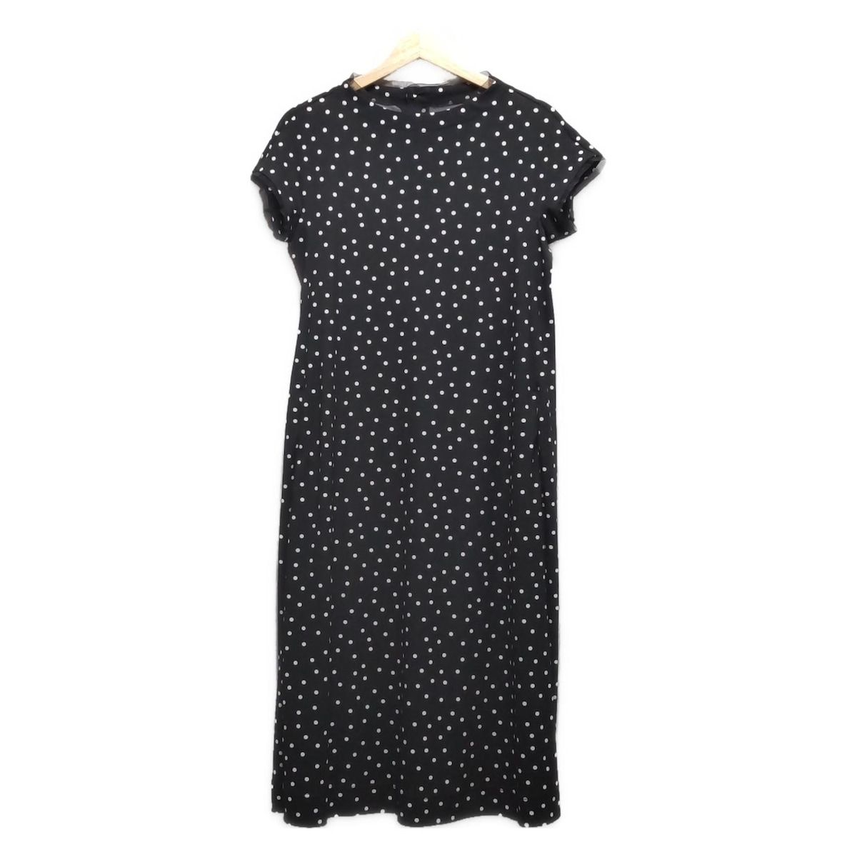 49av.Junko Shimada 49アベニュージュンコシマダ ワンピース サイズ38 M レディース - 黒×白 半袖 ロング レース ドット柄