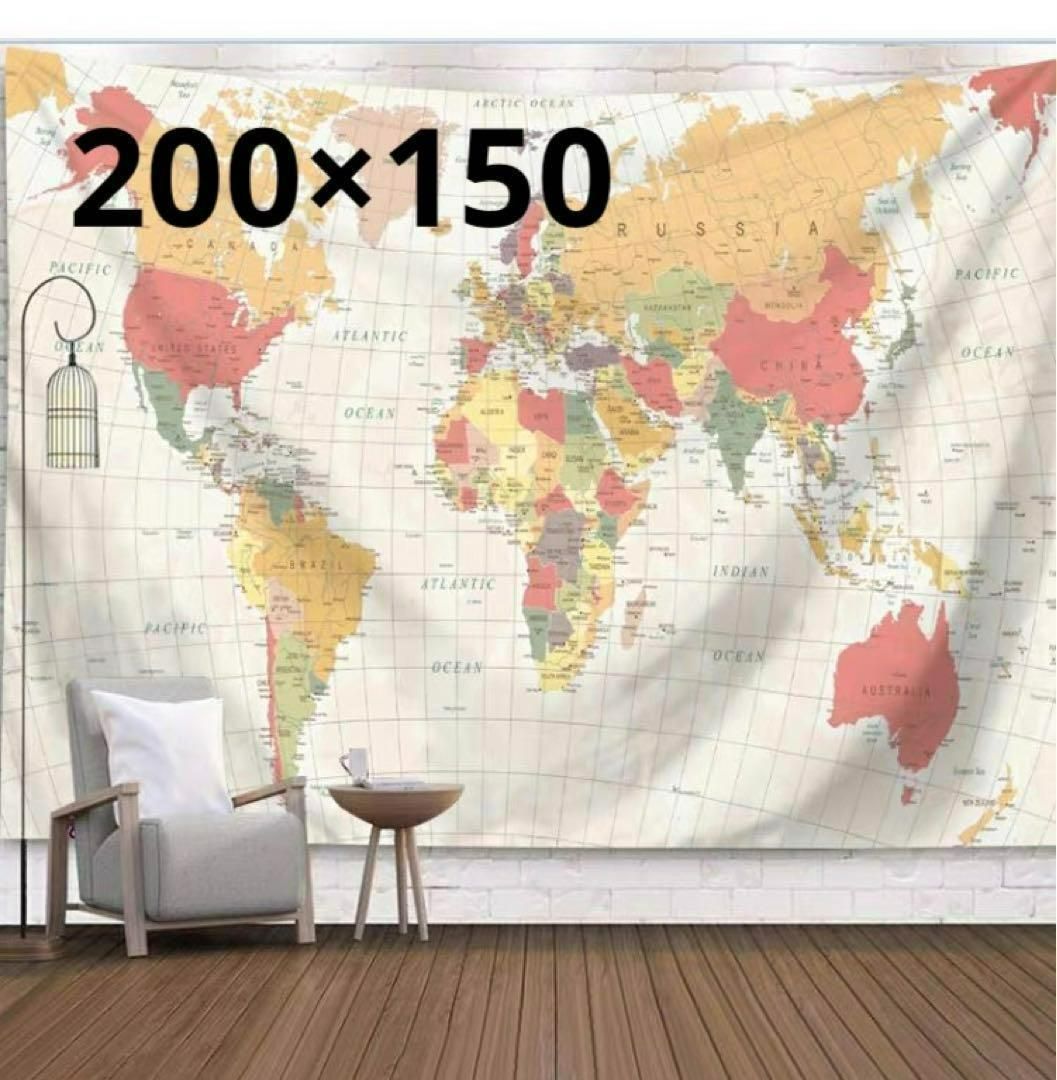 世界地図　タペストリー　大判　ビックサイズ　世界一周　インテリア　子育て　知育