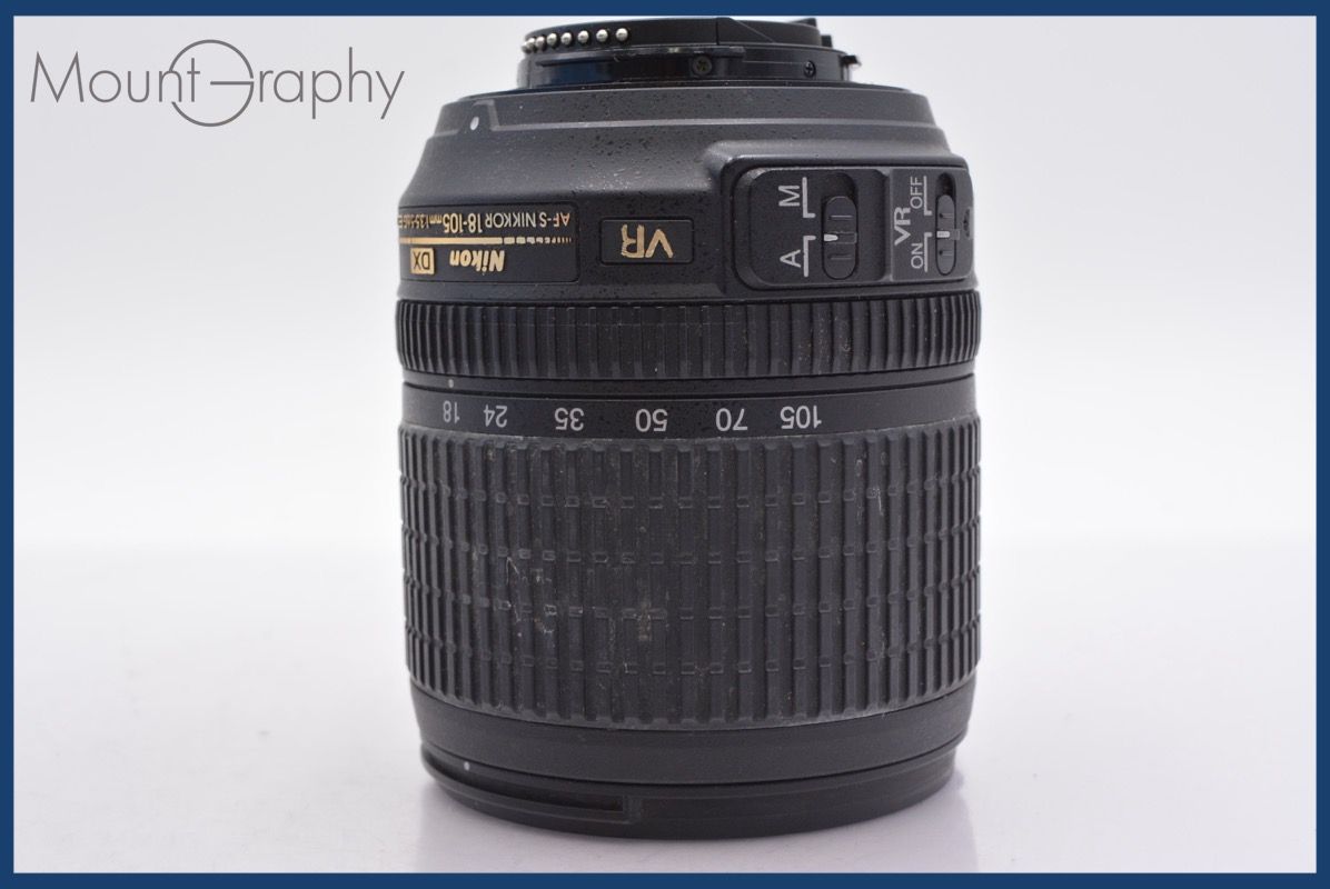 上 ニコン Nikon AF-S DX NIKKOR 18-105mm F3.5-5.6 G ED VR 前後キャップ-レンズフィルター フード付 完動 同梱可 mj4915