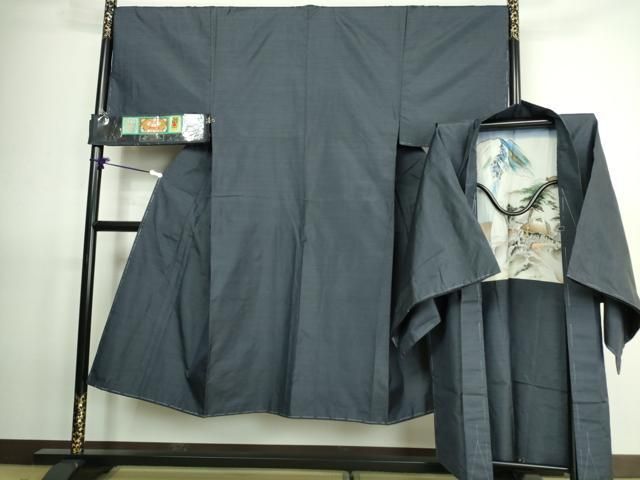 平和屋着物□極上 男性 紬 アンサンブル キングサイズ 長羽織 色無地  