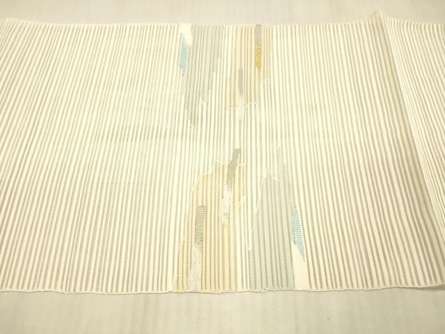 平和屋着物＊夏物　絽綴れ　八寸名古屋帯　抽象文様　金銀糸　正絹　逸品　DAAY8027cm 平和屋着物＊夏物 絽綴れ 八寸名古屋帯 抽象文様 金銀糸 正絹 逸品