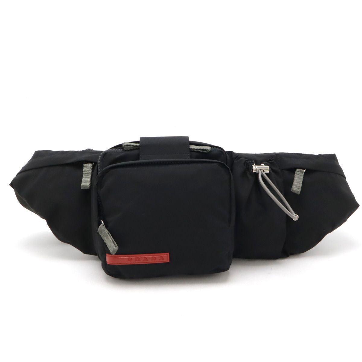 PRADA プラダ プラダスポーツ ボディバッグ ウエストバッグ ウエストポーチ ナイロン ブラック 黒 グレー シルバー金具 4VA056