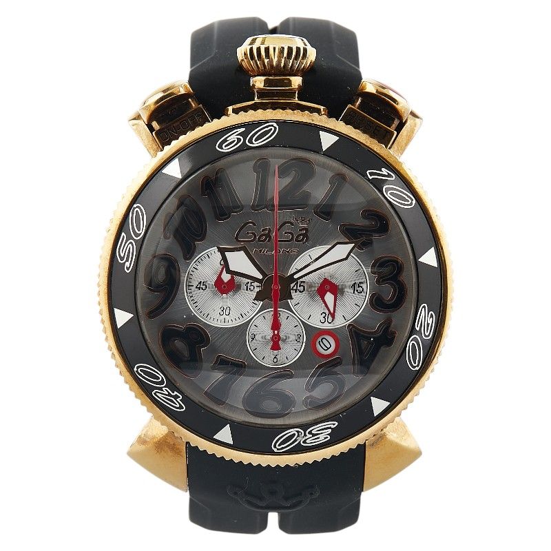 ガガミラノ クロノ48 6056.6 ゴールド ブラック ステンレススチール