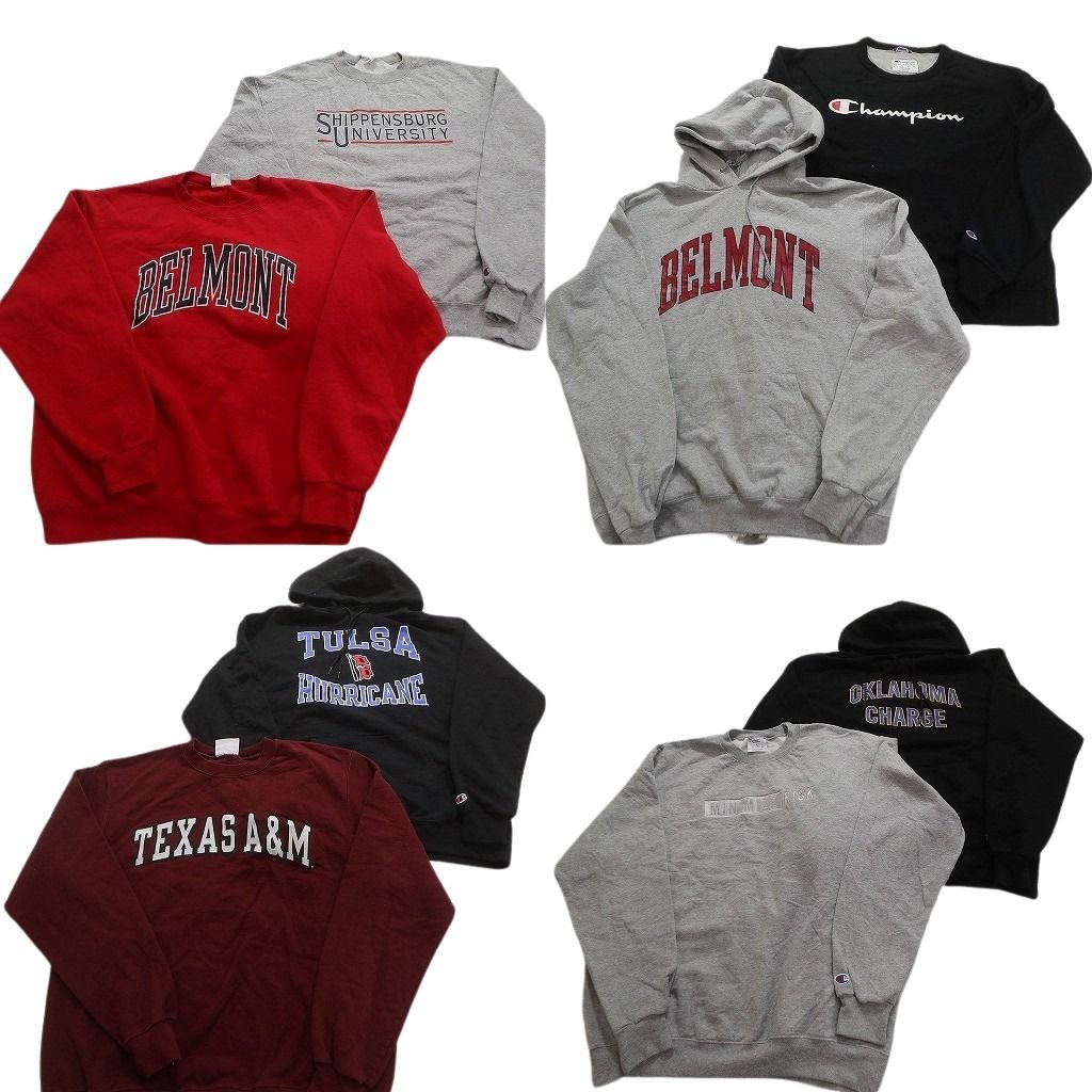 古着卸 まとめ売り チャンピオン Champion スウェット 8枚セット メンズ L カレッジ アーチロゴ フーディー 古着 NC3900