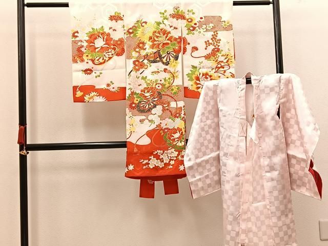 お宮参り 初着 祝着 着物 和服 楽天市場】[正絹] お宮参り 女の子 初着 産着 牡丹にしだれ桜