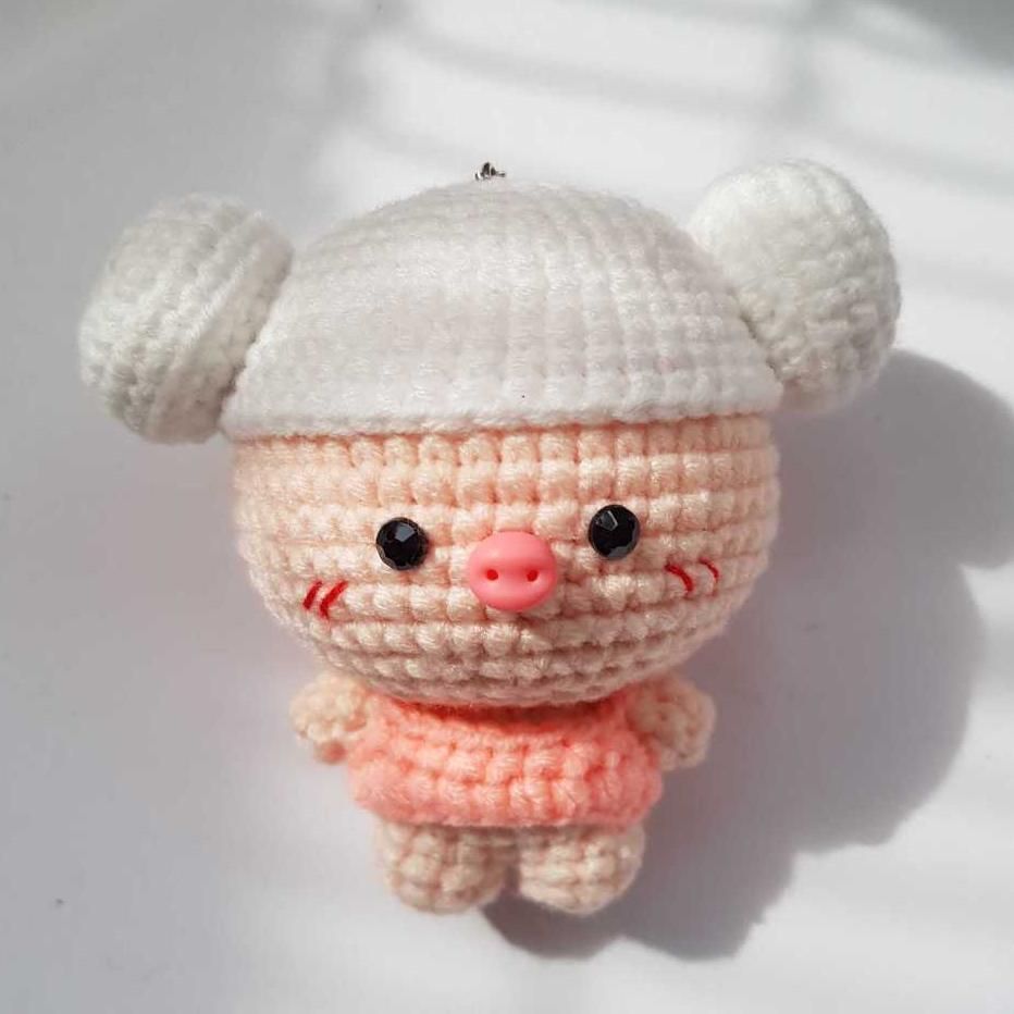 L10 手編み  ハンドメイド ブタ キーホルダーのアクセサリー かぎ針編みのブタのキーホルダーのパターン \u2013 アミグルミ PDF (即時