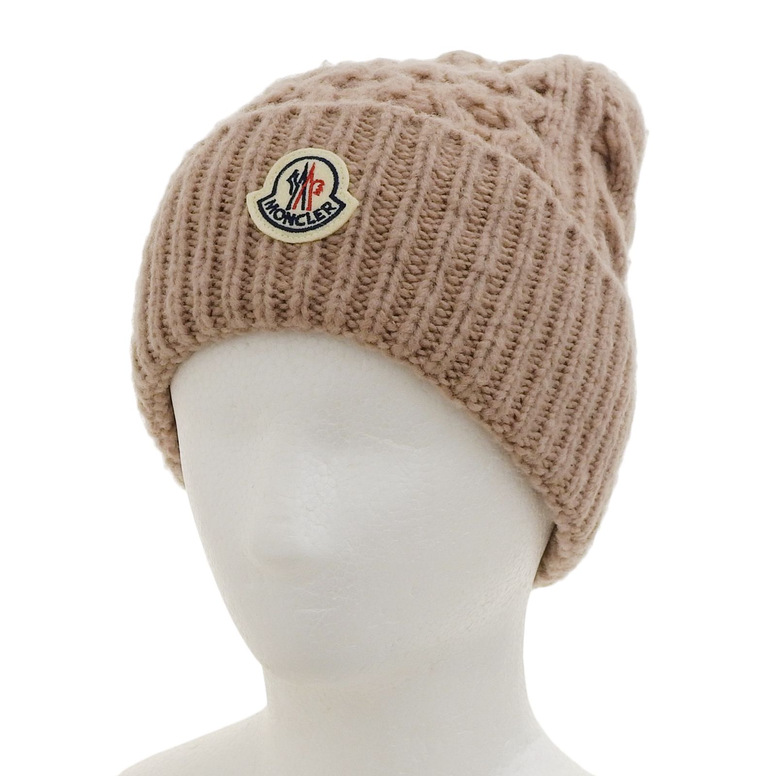 MONCLER ロゴワッペン付きケーブル編みニットキャップ MONCLER ロゴワッペン付きケーブル編みニットキャップ