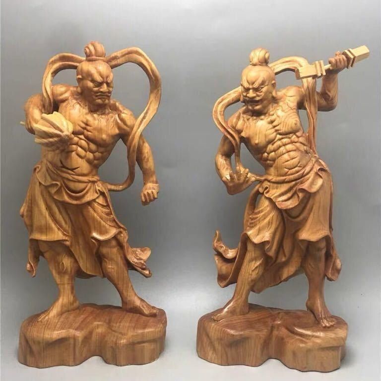 木彫☆総柘植材 木彫仏像 仏教美術 精密細工 金剛力士像 仏師手